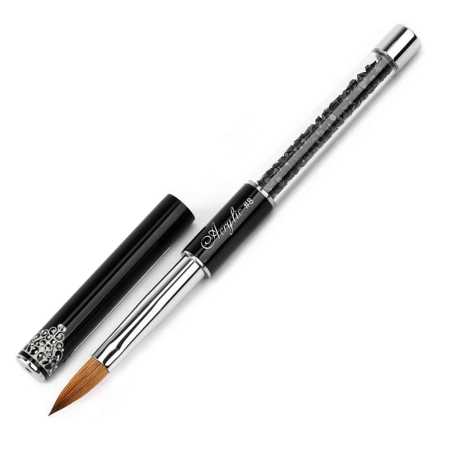 CRYSTAL NATURAL HAIR ACRYLIC BRUSH - 8 OVAL BLACK