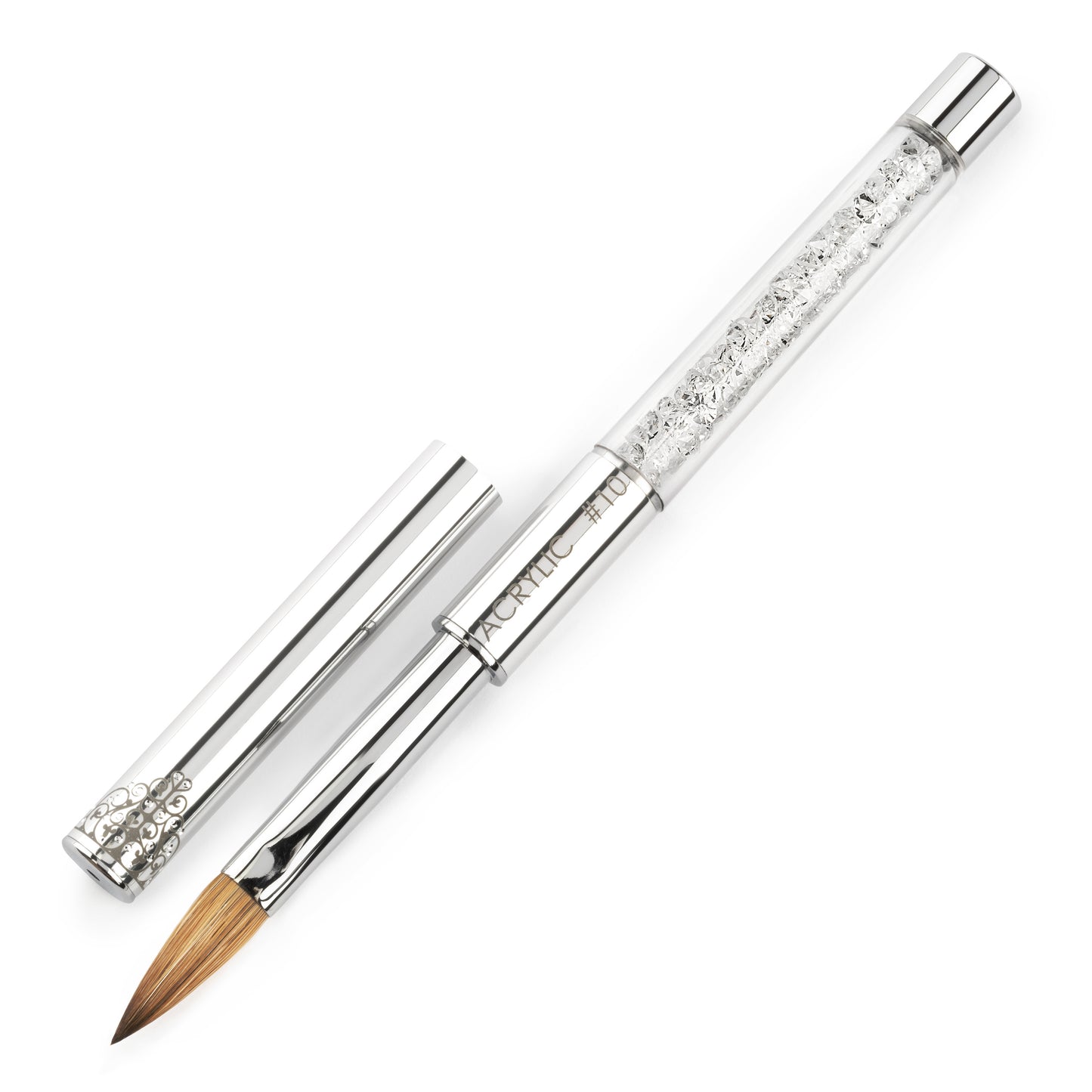 CRYSTAL NATURAL HAIR ACRYLIC BRUSH - 10 CHROME