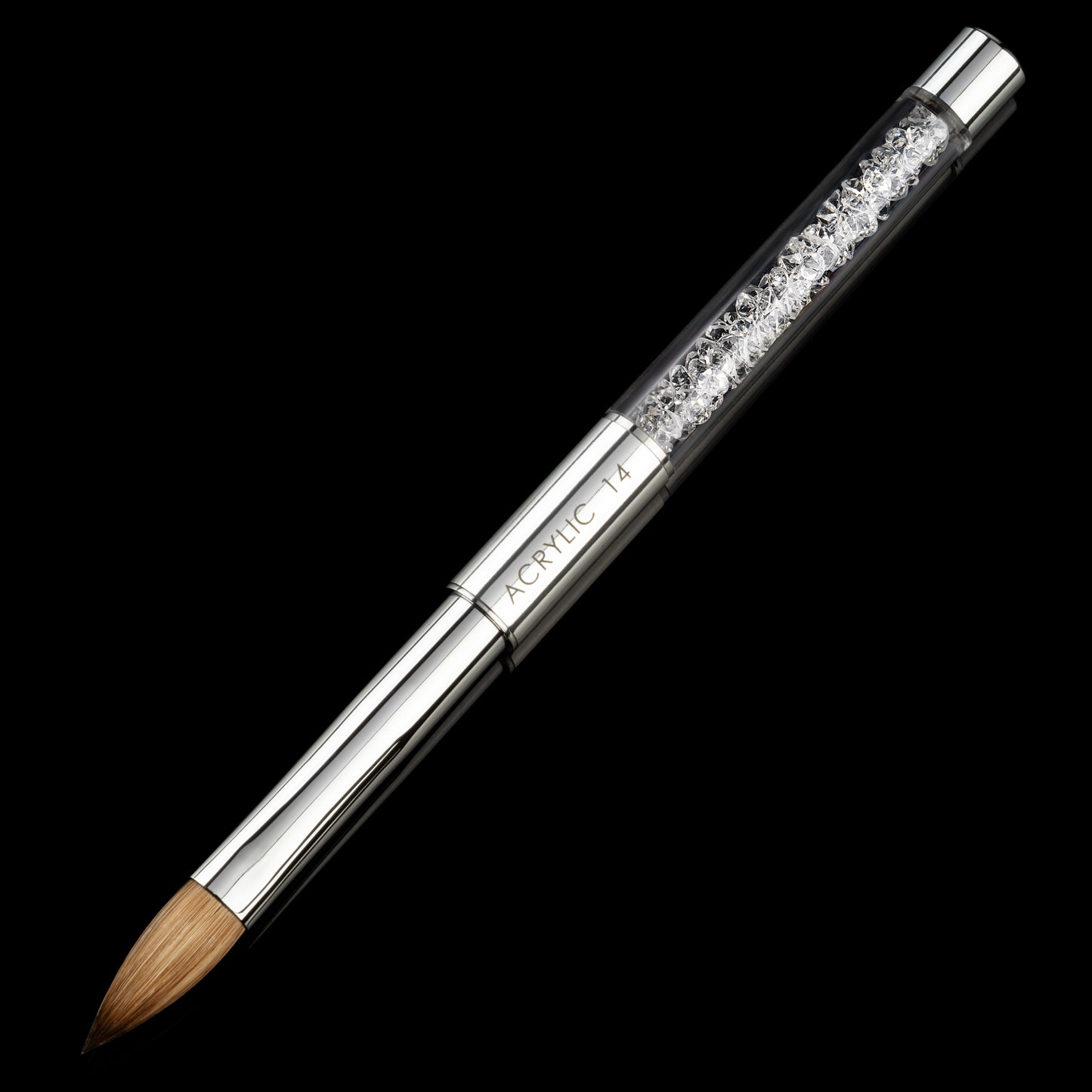 CRYSTAL NATURAL HAIR ACRYLIC BRUSH - 14 CHROME